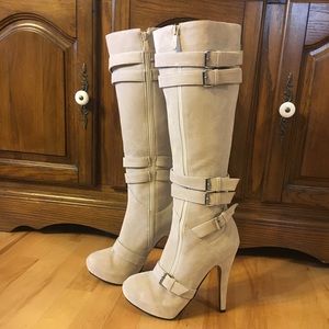 5” Taupe Stiletto Knee High Boots